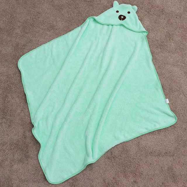 Asciugamano da bagno bambini cartone animato accappatoio unisex corallo pile telo da bagno mantello (orso ciano