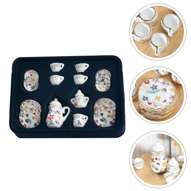 Juego de té de cerámica decoración mini accesorios artículos en miniatura porcelana