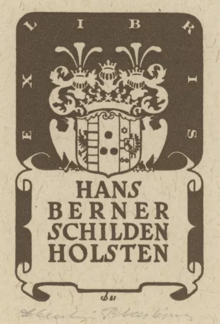Christian Blaesbjerg Ex Libris Hans Berner Schilden Holsten Holzstich signiert