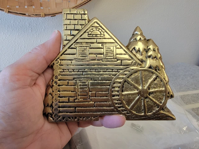 NEW Vintage BRASS Old MILL House Christmas Stocking Hanger/Holder/Hook Vogelzang