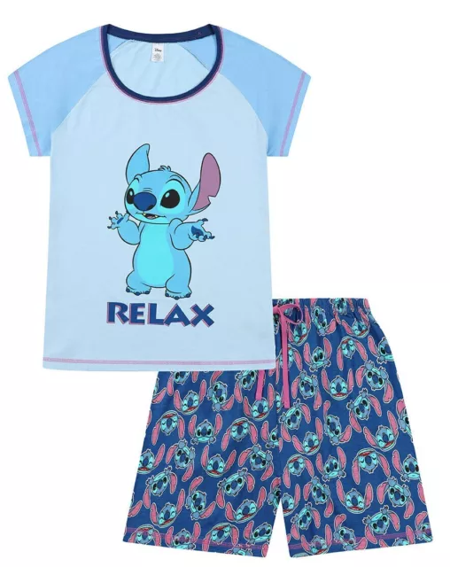 Womens Disney Lilo and Stitch Relax  Ladies Short Pyjamas Pjs