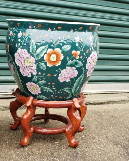 VINTAGE KOI FISH Flower Bowl Planter Jardiniere Chinese Asian