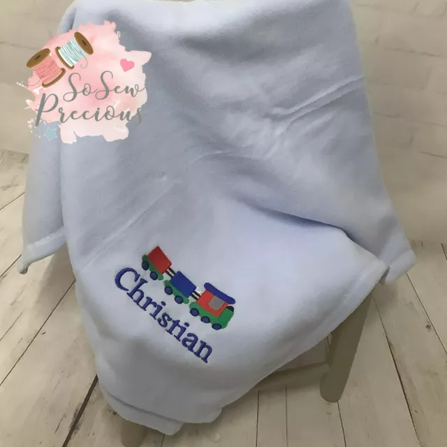 Personalised baby blanket, fleece fabric, embroidered, bow or any design