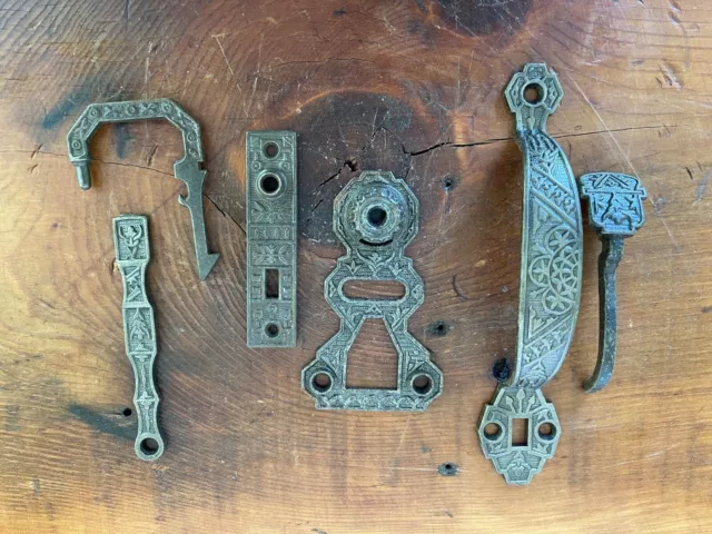 Antique Fancy Cast Iron Thumb Latch lock Catch Barn Door Gate  Cottage #1154