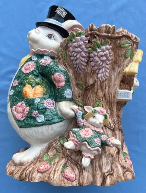 Fitz & Floyd Classics Bloomers Bunny Rabbits Table Centerpiece Vase 14" Easter