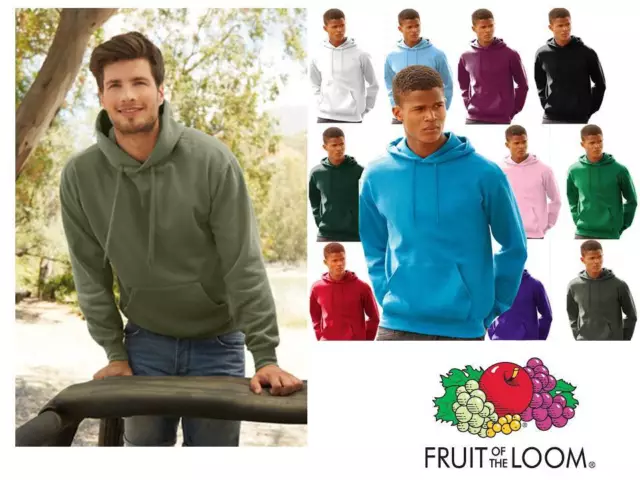 Felpa Da lavoro Con Cappuccio UOMO Felpata Fruit of The Loom Maglia tuta Cotone