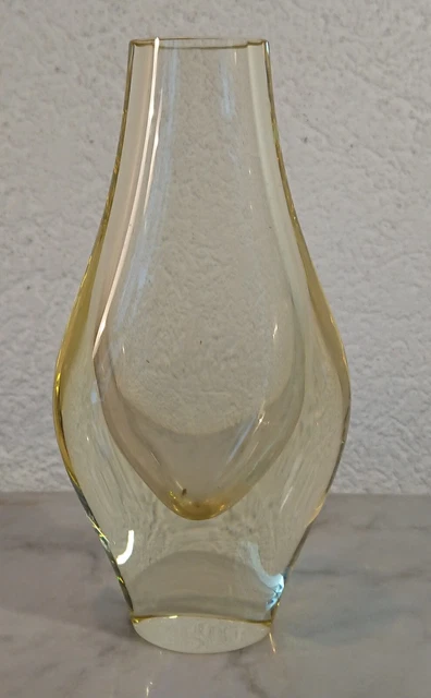 Yellow Glass Vase Miroslav Klinger Zbs 605 G Zelesny Brod Sklo Union Czech