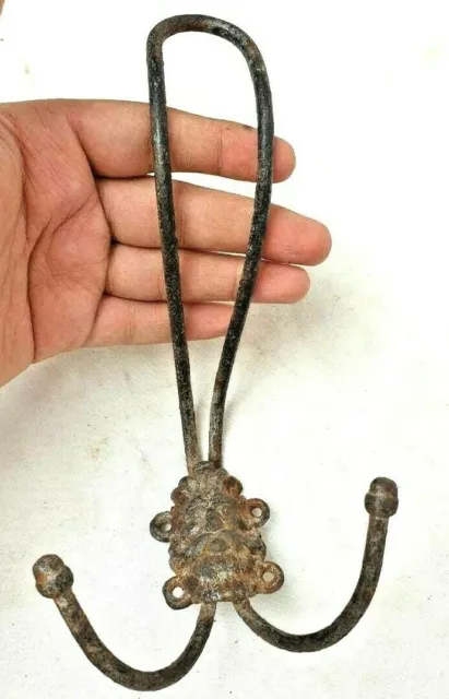 1930's Old Vintage Antique Iron Handcrafted Rare Men Face Beautiful Hanger Hook