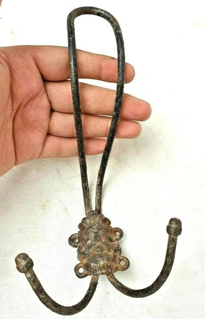 1930's Old Vintage Antique Iron Handcrafted Rare Men Face Beautiful Hanger Hook