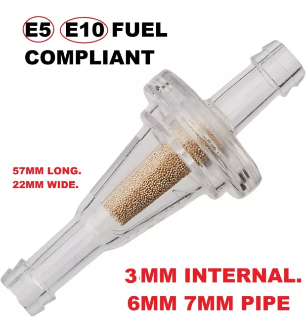 6mm Motorcycle Motorbike Bike Quad Clear Fuel Inline Filter Plastic Universal