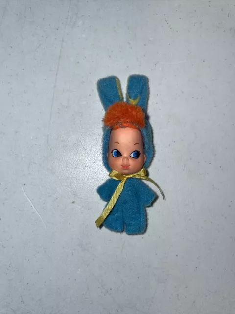 Vintage Mattel 1969 Liddle Kiddles Holiday Animiddle Funny Bunny 3" Blue Doll