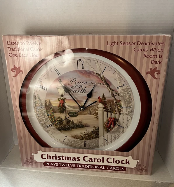 VINTAGE CHRISTMAS Carol Clock Plays 12 Greatest Carols New In Box 14.