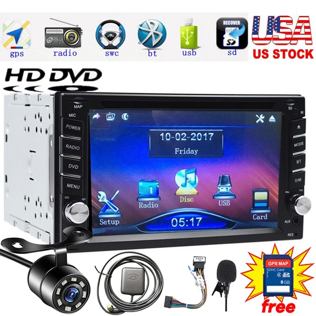 Camera 6.2" Double 2Din Car Stereo Radio CD DVD Player GPS Navigation SWC Head