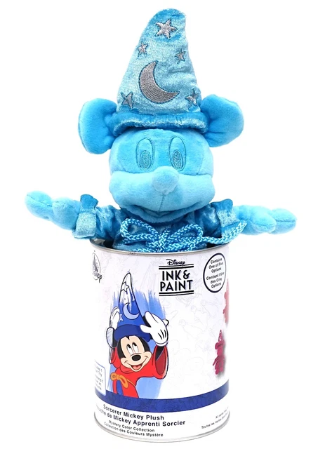 New Disney Parks Ink Paint Light Blue Sorcerer Mickey Mystery Paint Can Plush