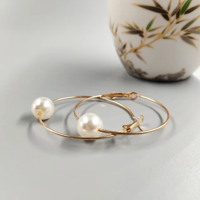 Freshwater Jewelry Stainless Steel Women Girl Hoop Earrings with Pearl