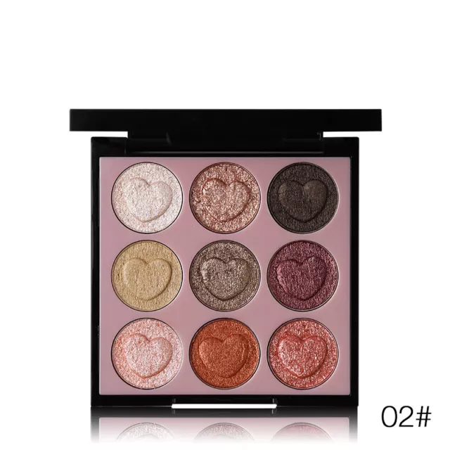 9 Couleurs Intense Cristal Diamant Crème Fard à Paupières Palette Paillette #02