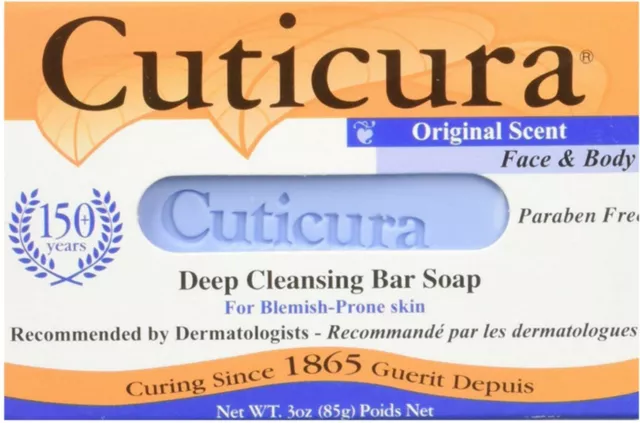 Cuticura Face & Body Deep Cleansing Bar Soap Blemish Prone Skin 3 oz 2 Pack