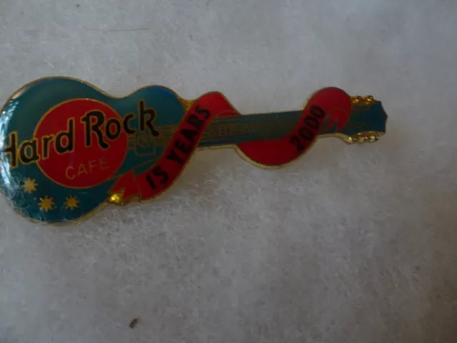 Hard Rock Cafe pin Stockholm 15th anniversary Les Paul Guitar Blue/red banner