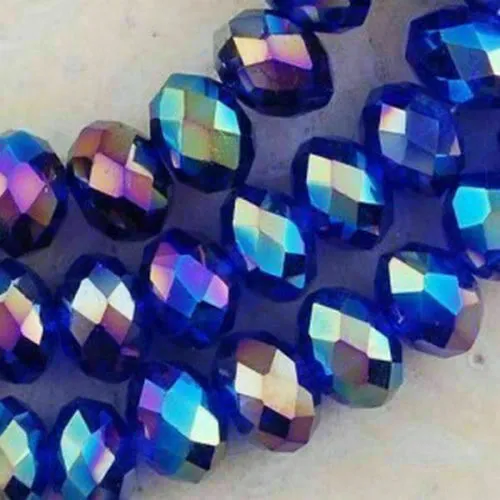 Jewelry Faceted 145pcs 3*4mm Blue AB glass Crystal Flat Beads