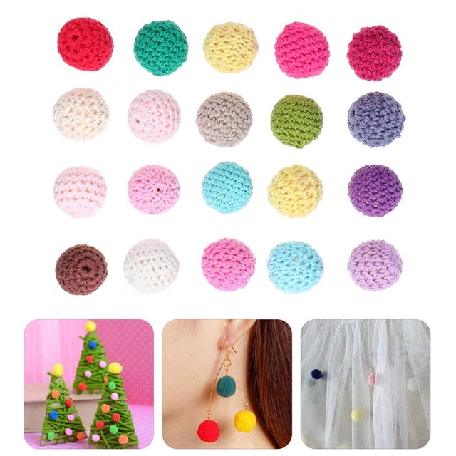 20pcs DIY Häkelperle Weihnachten Baum Dekorationen Wolle Garn Pom Pom Weihnachte