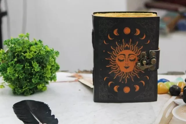Sun Embossed Leather Journal Handmade Vintage Style Notebook Dairy Blank Book