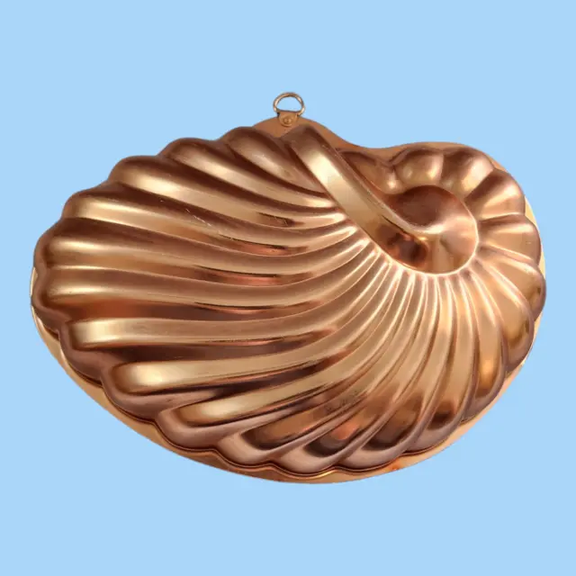 Vintage Sea Shell Copper Jello Mold Cake Pan Kitchen Wall Hanging Decor 6 cups