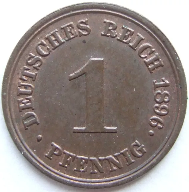 Moneta Reich Tedesco Impero Tedesco 1 Pfennig 1896 E IN Uncirculated