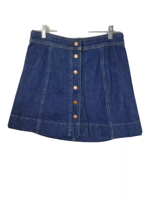 MADEWELL Womens Size 6 Button Up Denim Mini Skirt Jean dark Blue A line