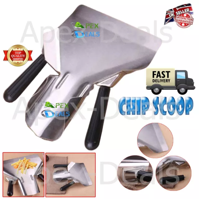 Chip French Fries Scoop Handle Stainless steel Heavy Duty Dual Left Right spade