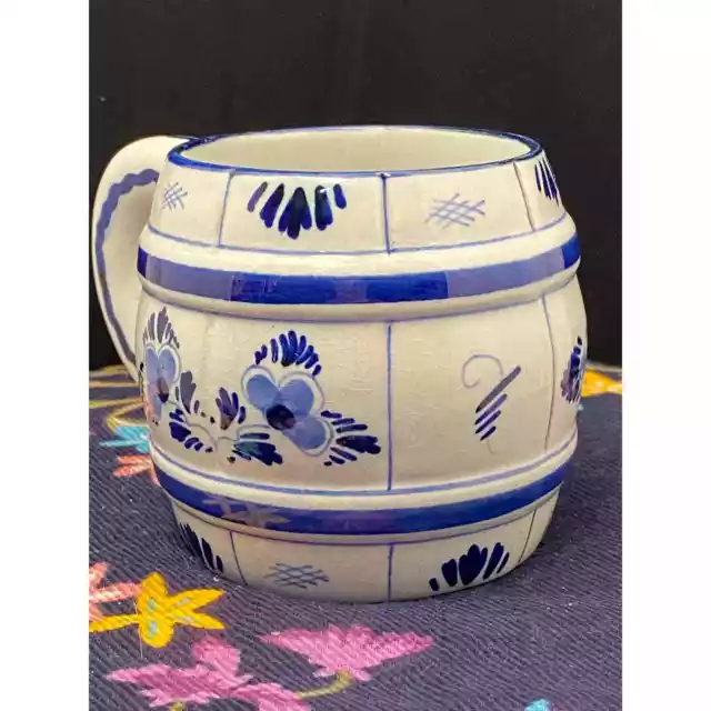 Vintage Delft Holland Barrel Style Coffee / Tea  Mug / Cup Cobalt Blue on White