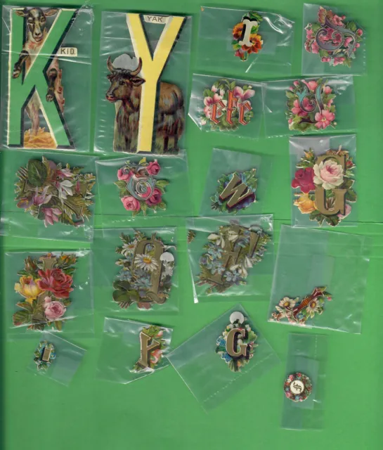 Victorian Die Cut Small Scrap - Flowers - Alphabet - 18 Pieces