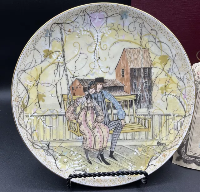 P Buckley Moss Anna Perenna "Leisure Time" Plate W/COA/Box Amish Family Life
