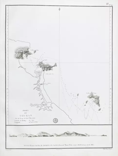 Vietnam Da Nang Asia Asian Adesired Map Card Carte Copperplate Engraving 1790