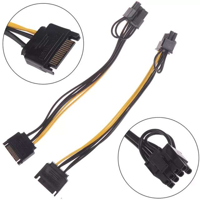 1pcs 15pin SATA Cable Male to 8pin(6+2) PCI-E Power Cable 20cm for Graphic C_bj