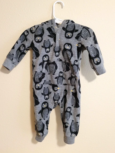 Carters Boys One Piece Gray 3 Months Baby Fleece Long Sleeve Hoodie Infant