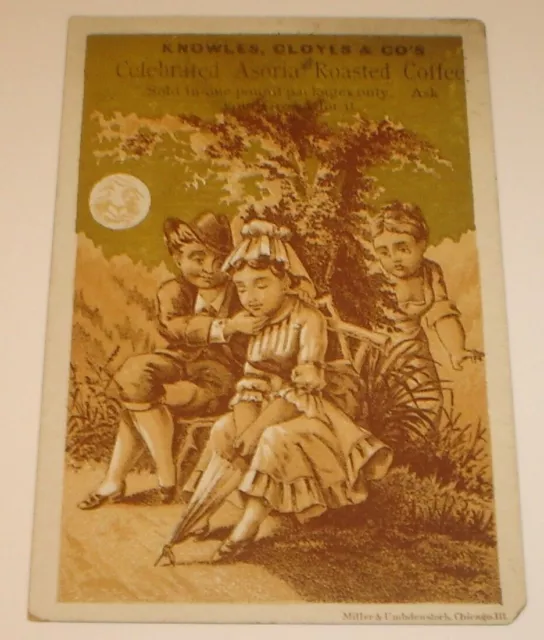 1880's Asoria Roasted Coffee Knowles, Cloyes & Co. Grocers Victorian Trade Card