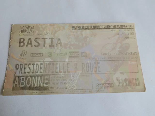 Ticket PSG Vs Monaco - Finale Coupe De La Ligue 2018 (état Moyen, Partiellement Effacé)