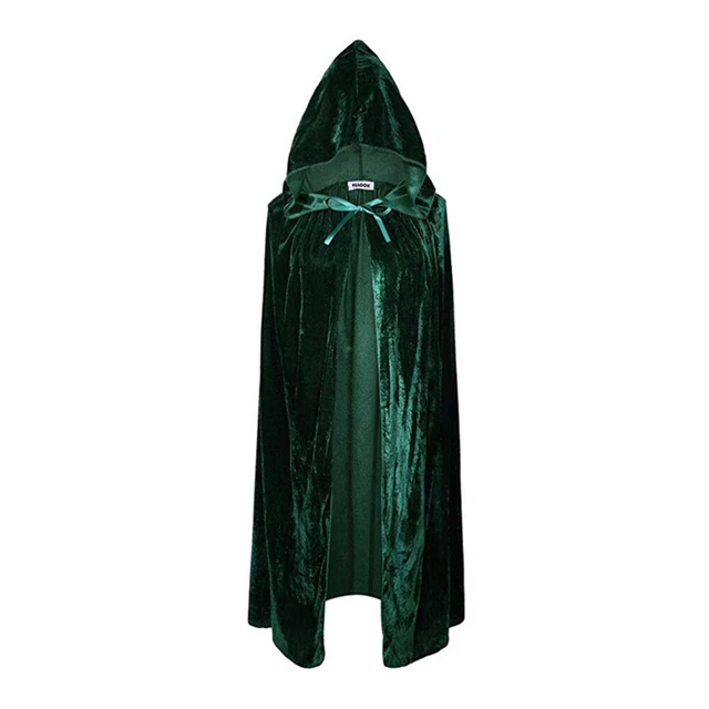 Abito con cappuccio unisex Halloween mantello strega mago mantello con cappuccio maschera cosplay
