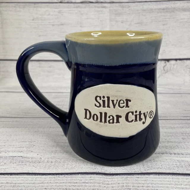 SILVER DOLLAR CITY Hand painted Souvenir Stoneware Pottery Coffee Mug