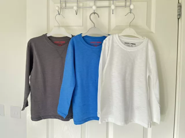 3 x Boys NEXT Pure Cotton Long Sleeve Blue, Grey and White  Age 4-5 Years *BNWOT