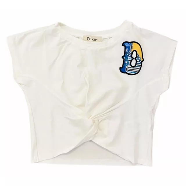 DIXIE T-shirt top bianco bambina corto MADE IN ITALY 6 8 10 12 14 16 anni