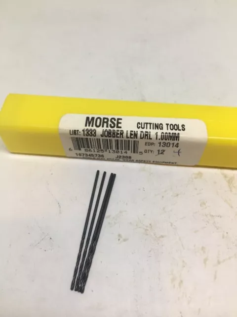 (4) Morse Drill Bits, Jobber Length, HSS, 118 Degree, 1.00mm Black Oxide