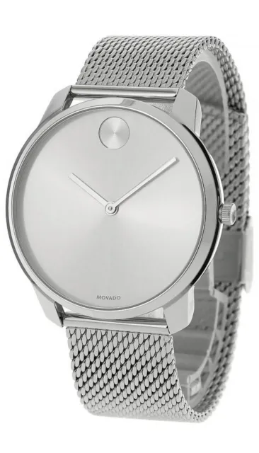 MOVADO Bold 42MM Stainless Steel Silver Dial Mesh Men's Watch 3600589