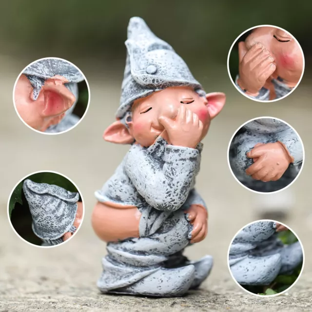 4.7 Inch Peeing Dwarf Elf Figurines Gnome Statue Pooping Garden Tree Decoration