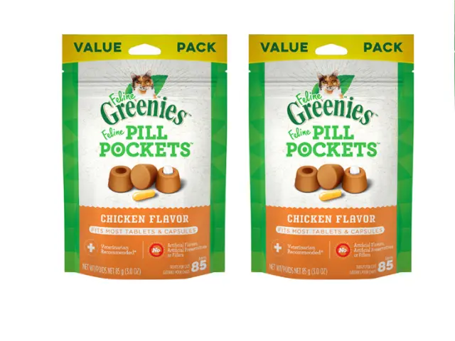 Greenies Feline Cat Pill Pockets Value Size Chicken 3 oz 2 Pack Bundle