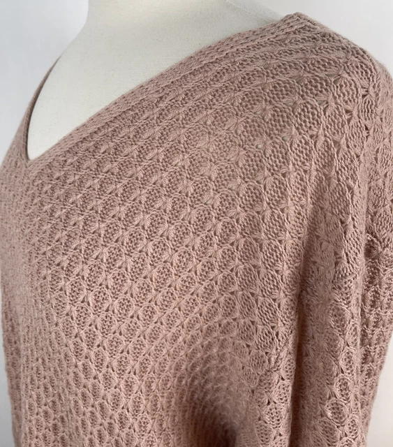 Shein Curve Twist Back V-neck Sweater 3XL 3X 18 Plus Pink Beige Soft Honeycomb 4