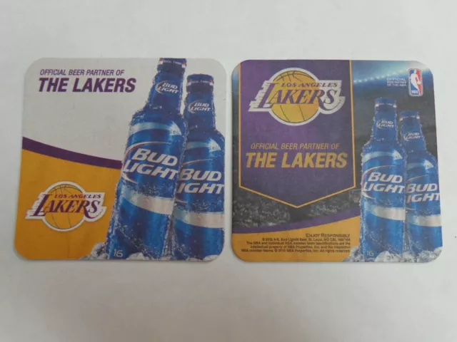 Beer Brewery Coaster ~ Anheuser Busch BUD Light ~ Los Angeles Lakers Basketaball