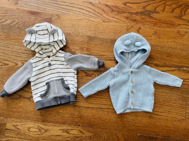 Carter's Baby Newborn 2pcs Sweaters Set Boy Girl Blue Gray