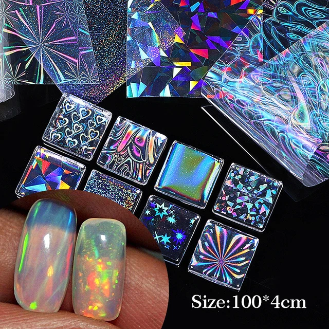 Calcomanías de transferencia de lámina de uñas colorido brillo amor lámina corazón arte en uñas hágalo usted mismo✸