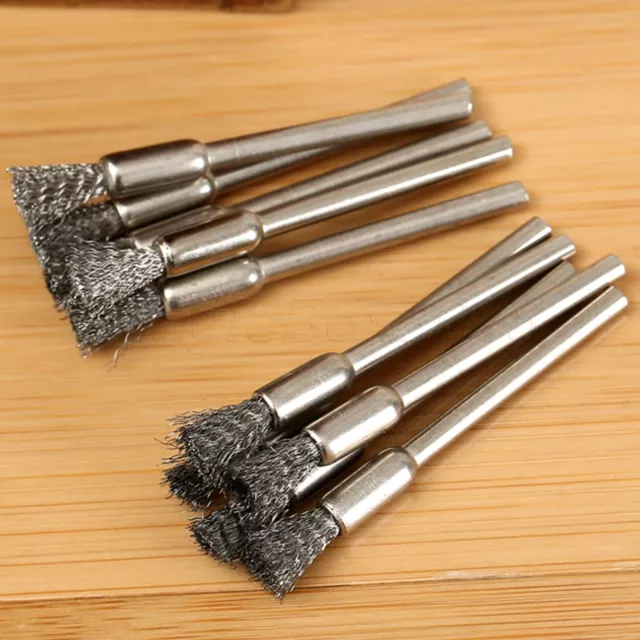 5mm Rotary Tool Steel Wire Wheel Brush Cup Shank for Rust Weld Power Drill 10pc